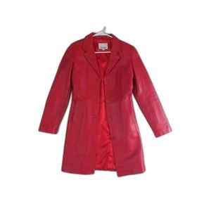 vintage unicorn red leather trench jacket